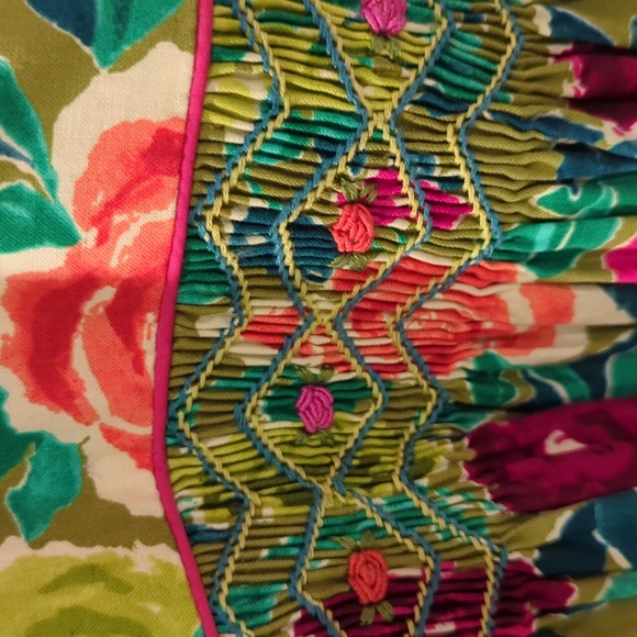 Le' Za Me Avocado Smock Empire Dress 6x - Picture 4 of 9